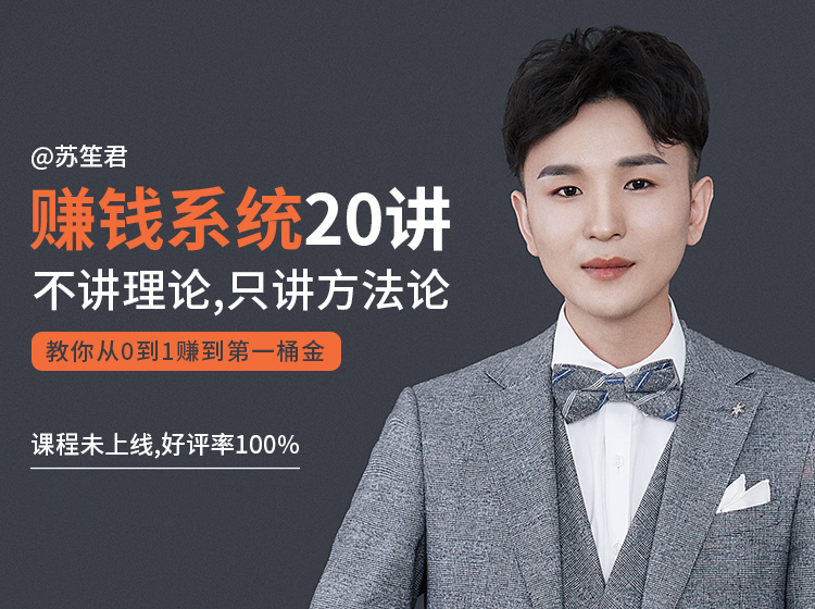 苏笙君的赚钱系统20课 教你从0到1赚到你的第一桶金(不讲理论,只讲方法论)-老胡轻创社