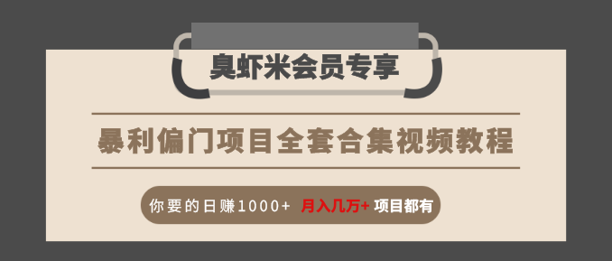 暴利偏门项目全套合集视频教程:你要的日赚1000+月入几万+项目都有-老胡轻创社