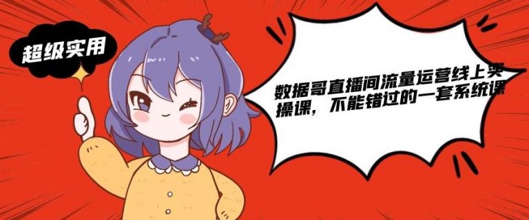数据哥直播间流量运营线上实操课,不能错过的一套系统课-老胡轻创社
