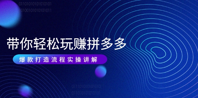 带你轻松玩赚拼多多:花的少 赚的多 爆款更简单 爆款打造流程实操讲解-老胡轻创社