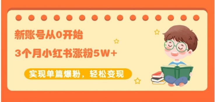 生财小红书涨粉变现:新账号从0开始3个月小红书涨粉5W+实现单篇爆粉-老胡轻创社