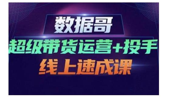 数据哥·超级带货运营+投手线上速成课,快速提升运营和熟悉学会投手技巧-老胡轻创社