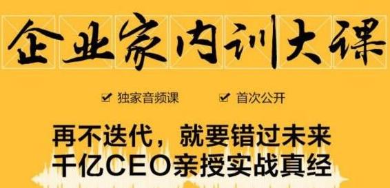 企业家内训大课,未来企业必学经验,价值1299元-老胡轻创社