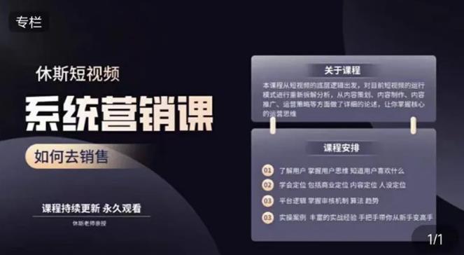休斯短视频系统运营大课,你掌握核心的运营思维 价值7800元-老胡轻创社