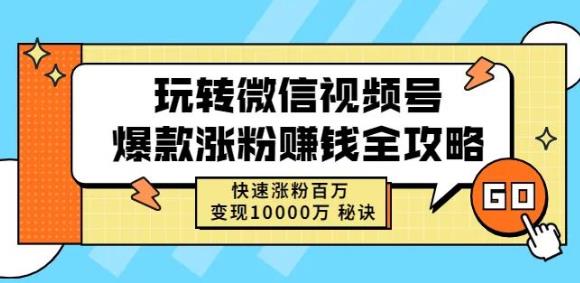 玩转微信视频号爆款涨粉赚钱全攻略,快速涨粉百万变现万元秘诀-老胡轻创社