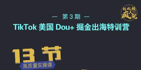 TikTok美国Dou+掘金出海特训营,美国dou+成功投放95%-老胡轻创社