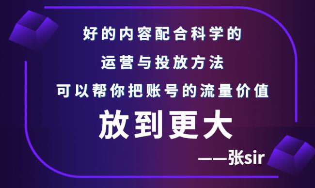 张sir账号流量增长课,告别海王流量,让你的流量更精准-老胡轻创社