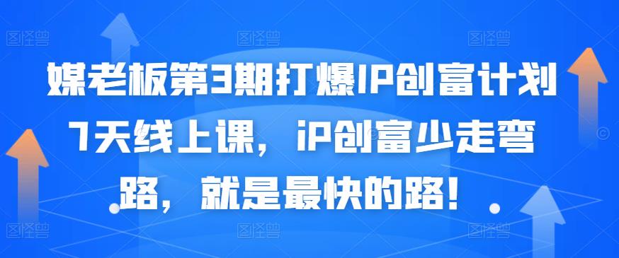 媒老板第3期打爆IP创富计划7天线上课,iP创富少走弯路,就是最快的路!-老胡轻创社
