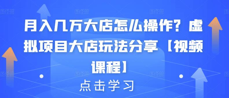 月入几万大店怎么操作?虚拟项目大店玩法分享【视频课程】-老胡轻创社