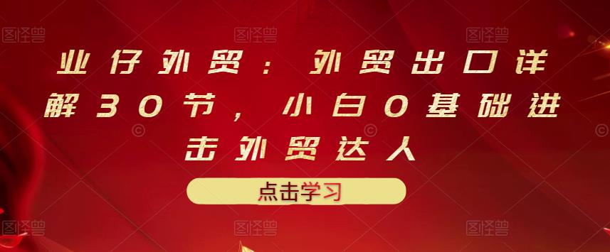 业仔外贸:外贸出口详解30节,小白0基础进击外贸达人 价值666元-老胡轻创社