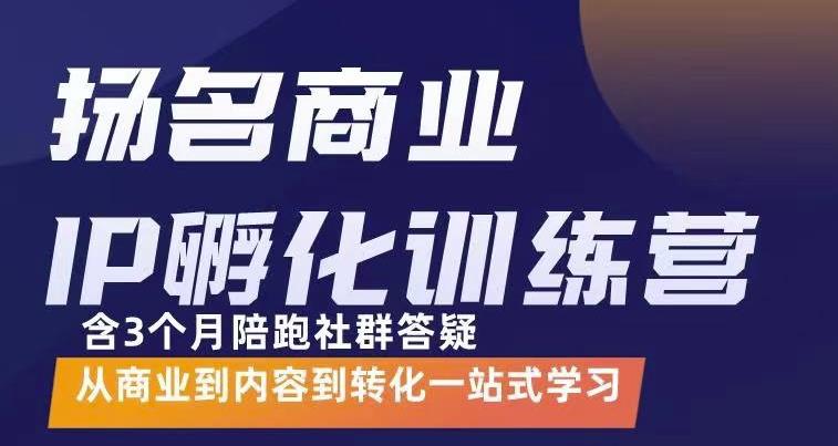 杨名商业IP孵化训练营,从商业到内容到转化一站式学 价值5980元-老胡轻创社