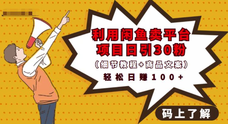 利用闲鱼卖平台项目课程资源日引流30+精准粉丝，轻松日赚100+，积累人脉可实现二次变-老胡轻创社
