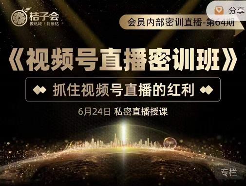 桔子会《视频号直播密训班》,抓住视频号直播的红利 价值12800-老胡轻创社