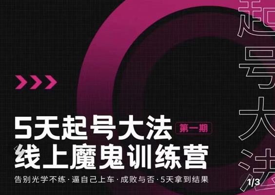 大播·五天起号魔鬼训练营,告别光学不练,逼自己上车,成败与否,5天拿到结果-老胡轻创社