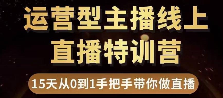 直播电商运营型主播特训营,0基础15天手把手带你做直播带货-老胡轻创社
