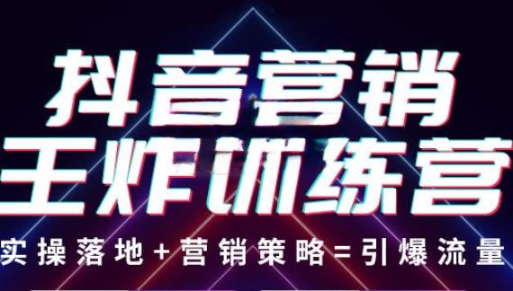 抖音营销王炸训练营,实操落地+营销策略=引爆流量(价值8960元)-老胡轻创社