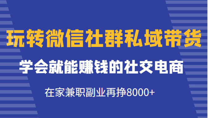玩转微信社群私域带货,学会就能赚钱的社交电商,在家兼职副业再挣8000+-老胡轻创社