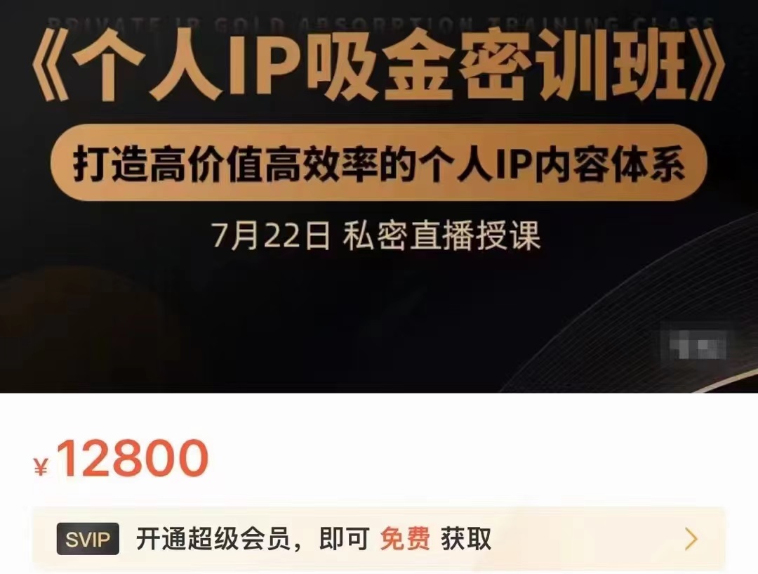 个人IP吸金密训班,打造高价值高效率的个人IP内容体系(价值12800元)-老胡轻创社
