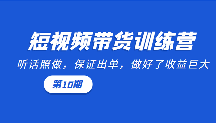 短视频带货训练营:听话照做,保证出单,做好了收益巨大(第10期)-老胡轻创社