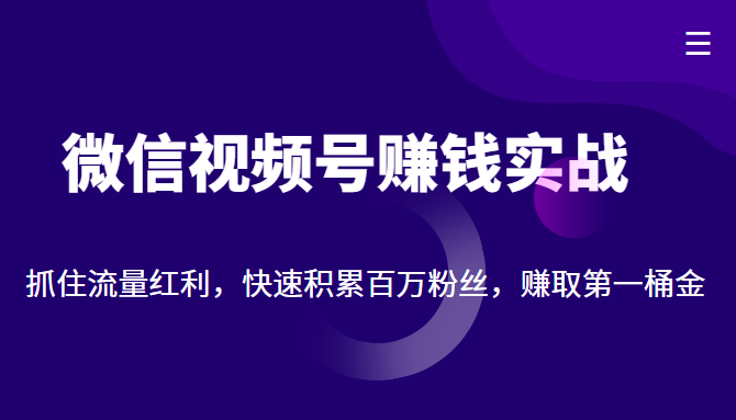 微信视频号赚钱实战:抓住流量红利,快速积累百万粉丝,赚取你的第一桶金-老胡轻创社
