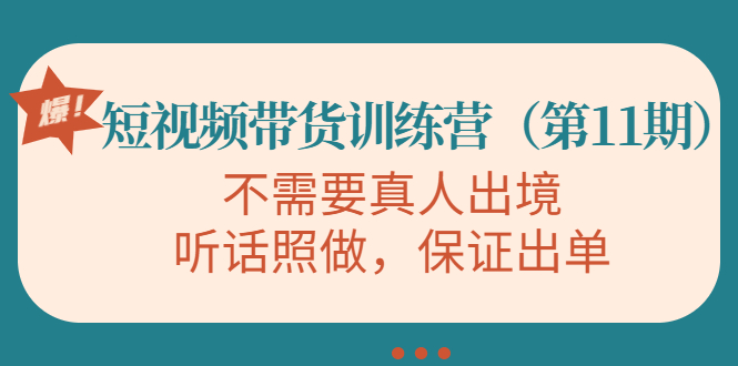 视频带货训练营,不需要真人出境,听话照做,保证出单(第11期)-老胡轻创社