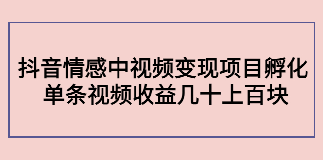 副业孵化营第5期:抖音情感中视频变现项目孵化 单条视频收益几十上百-老胡轻创社