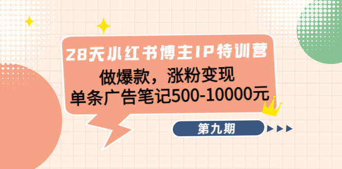 28天小红书博主IP特训营《第9期》做爆款,涨粉变现 单条广告笔记500-10000-老胡轻创社