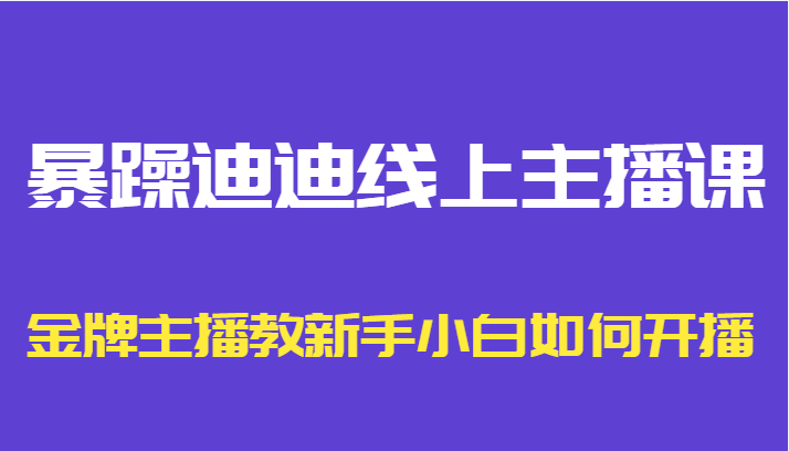 暴躁迪迪线上主播课,金牌主播教新手小白如何开播-老胡轻创社