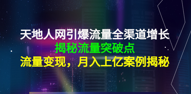 天地人网引爆流量全渠道增长:揭秘流量突然破点,流量变现,月入上亿案例-老胡轻创社