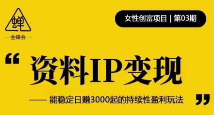 资料IP变现,能稳定日赚3000起的持续性盈利玩法-老胡轻创社