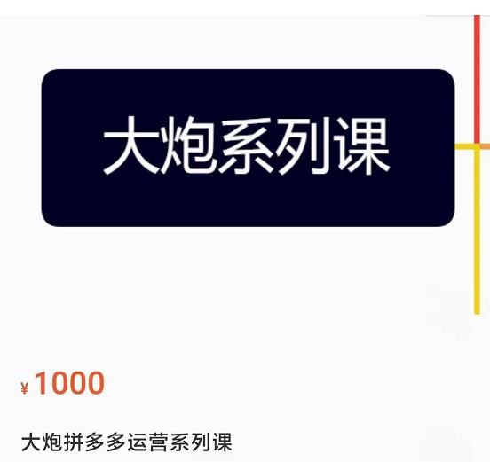 大炮拼多多运营系列课,各类玩法合集,拼多多运营玩法实操-老胡轻创社