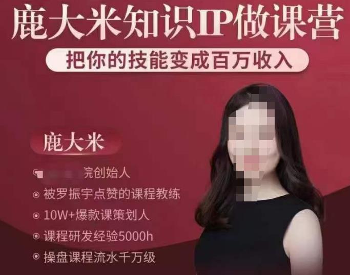 鹿大米知识IP做课营,把你的技能变成百万收入,陪你打出磨人生第费付门一课!-老胡轻创社