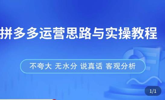 拼多多店铺运营思路与实操教程,快速学会拼多多开店和运营,少踩坑,多盈利-老胡轻创社