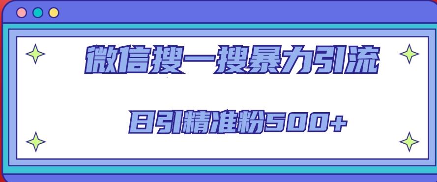 微信搜一搜引流全系列课程，日引精准粉500+（8节课）-老胡轻创社