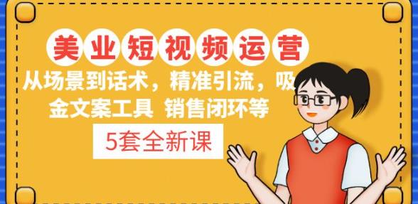 5套·美业短视频运营课从场景到话术·精准引流·吸金文案工具·销售闭环等-老胡轻创社