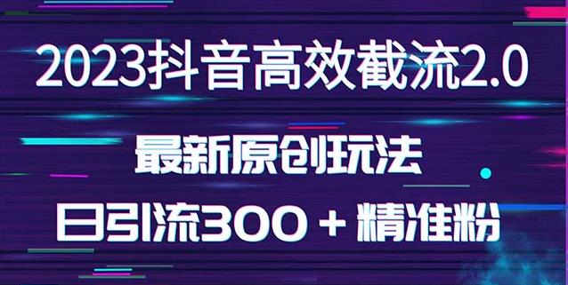 日引300+创业粉,独家抖音高效截流2.0玩法(价值1280)-老胡轻创社