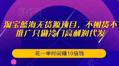 淘宝蓝海无货源项目,不囤货不推广只做冷门高利润代发,花一半时间赚10倍钱-老胡轻创社