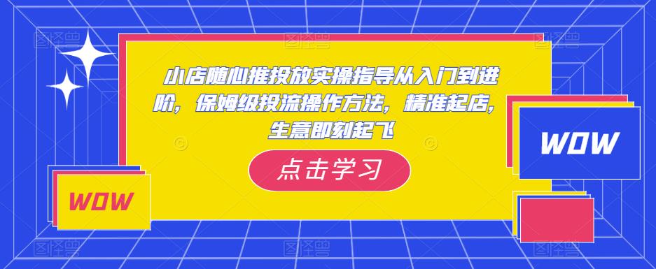 小店随心推投放实操指导从入门到进阶,保姆级投流操作方法,精准起店,生意即刻起飞-老胡轻创社