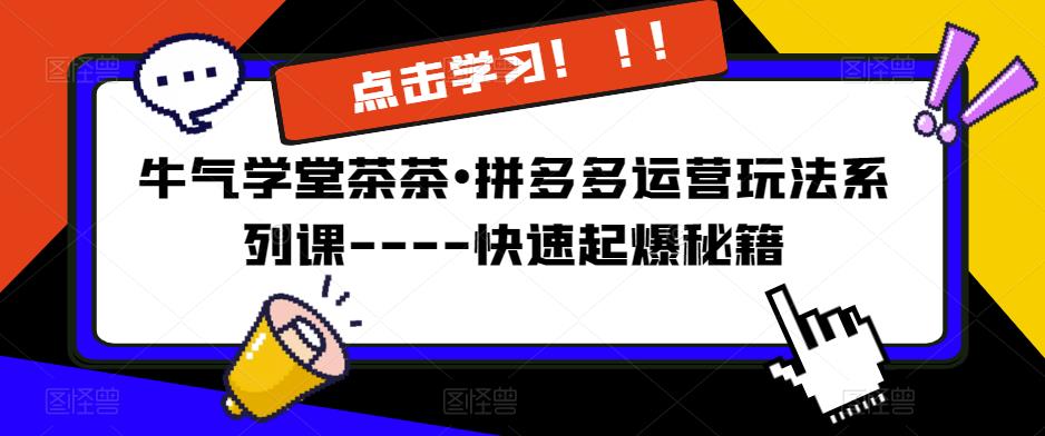 牛气学堂茶茶•拼多多运营玩法系列课—-快速起爆秘籍【更新】-老胡轻创社