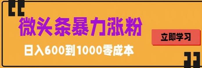 微头条暴力涨粉技巧搬运文案就能涨几万粉丝，简单0成本，日赚600【揭秘】-老胡轻创社