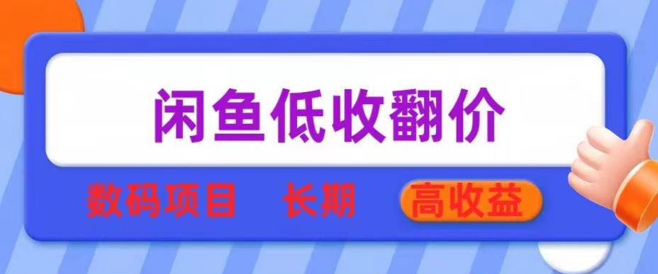 闲鱼低收翻价数码暴利项目，长期高收益【揭秘】-老胡轻创社