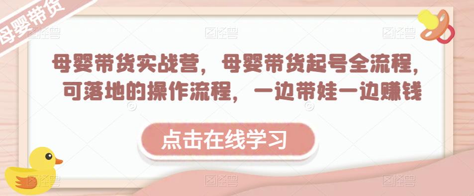 母婴带货实战营,母婴带货起号全流程,可落地的操作流程,一边带娃一边赚钱(附素材)-老胡轻创社