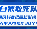 白狼敢死队最新抖音短视频批量起影视号(一天单人可操作30个号)视频课程-老胡轻创社