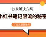 小红书笔记限流的秘密,被限流的笔记独家解决方案,打造高质量账号(共3节视频)-老胡轻创社