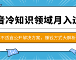 抖音冷知识领域月入过万项目，不适宜公开解决方案 ，抖音赚钱方式大解析！-老胡轻创社