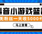 赚钱计划：抖音小游戏蓝海项目，无粉丝一天收入5000+-老胡轻创社