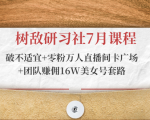 树敌研习社7月课程:破不适宜+零粉万人直播间卡广场+团队赚佣16W美女号套路-老胡轻创社