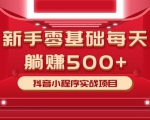 最新小白赚钱项目,零基础每天躺赚500+抖音小程序实战项目-老胡轻创社