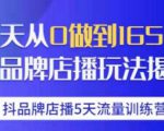 抖品牌店播·5天流量训练营:28天从0做到1650万,抖品牌店播玩法-老胡轻创社