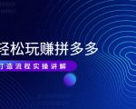 带你轻松玩赚拼多多：花的少 赚的多 爆款更简单 爆款打造流程实操讲解-老胡轻创社